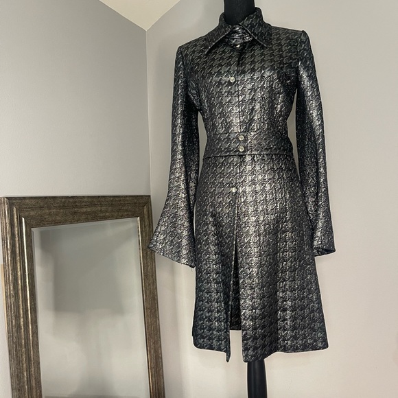 Patricia Pepe Firenze Houndstooth Glimmer Trench Coat - Picture 2 of 3